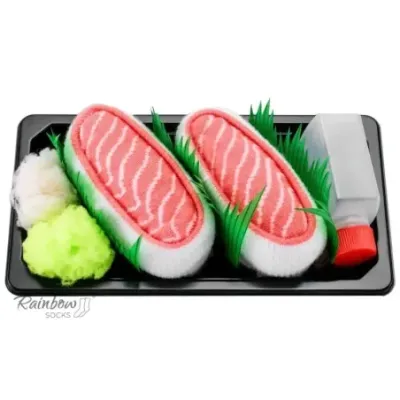 Kolorowe skarpetki| Sushi z łososiem